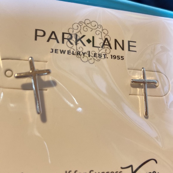 New silver plated Park Lane cross pierced earrings - Picture 3 of 5